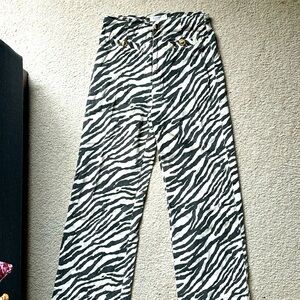 Zebra print wide leg jeans